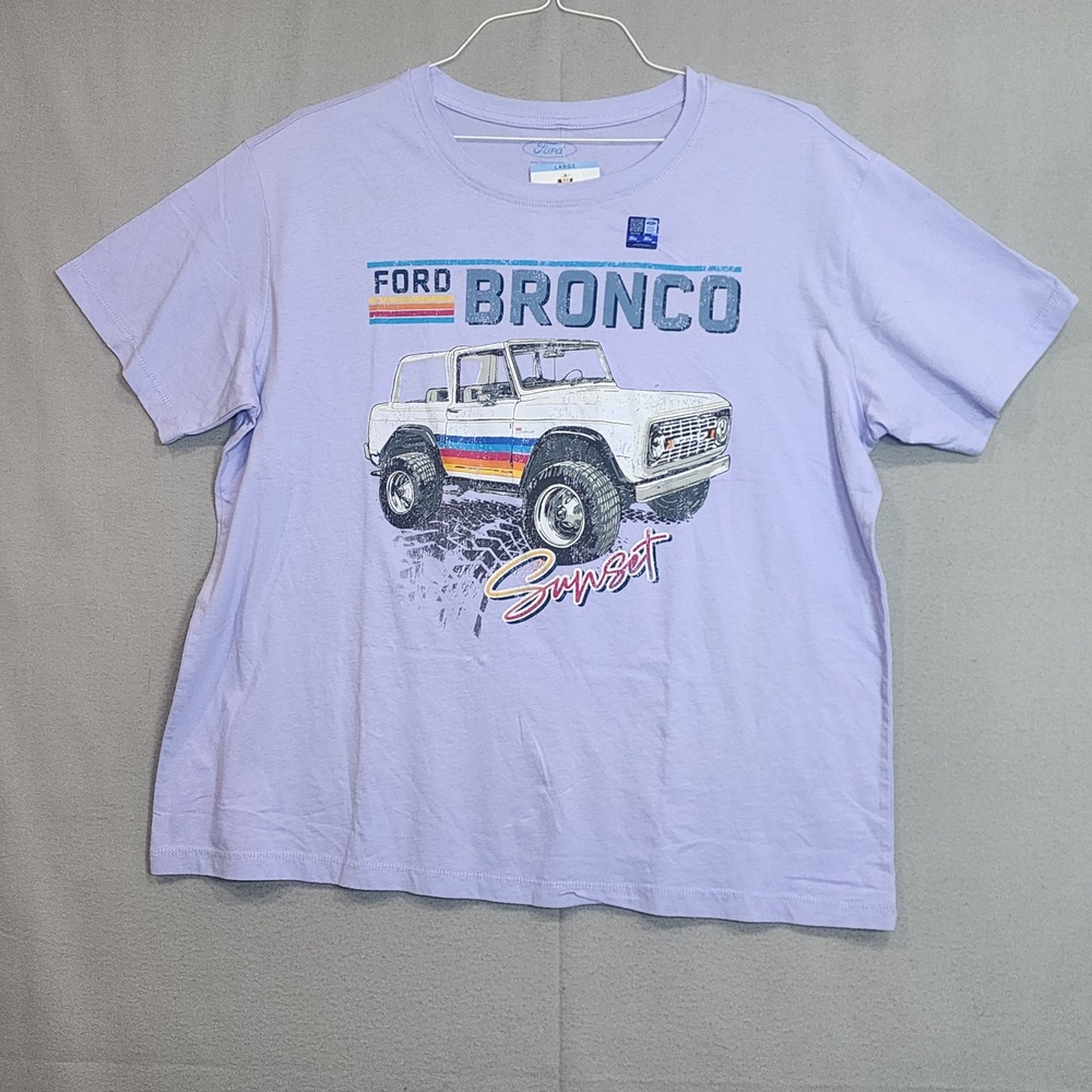 Ford Bronco Graphic Tee Purple‎ Retro Sunset Licensed Women Large - Picture 2 of 8